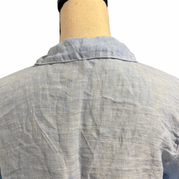 CP Shades Women's Blue Linen Tunic Blouse Top Sz XS Vacation Summer Quiet Luxury - Picture 4 of 6